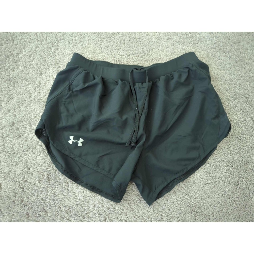 Under Armour Running Shorts Womens M Black Inseam: 3.5" Pull On Fly-By HeatGear